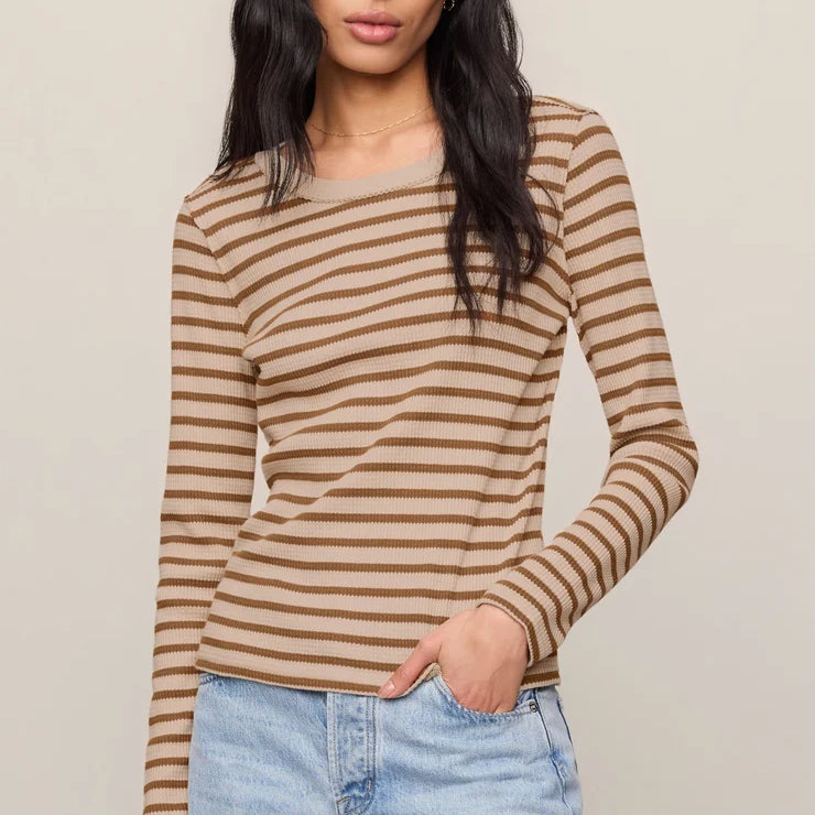 Arlet Stripe Thermal Top | Saddle Suede