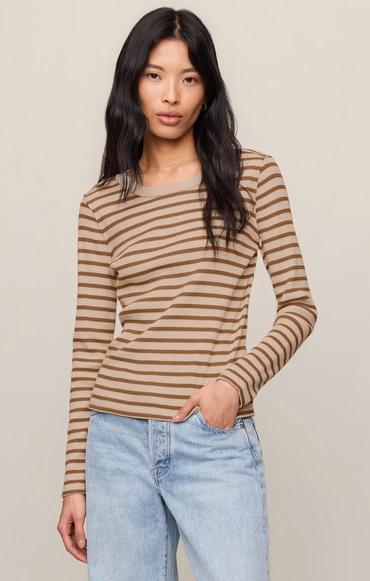Arlet Stripe Thermal Top | Saddle Suede