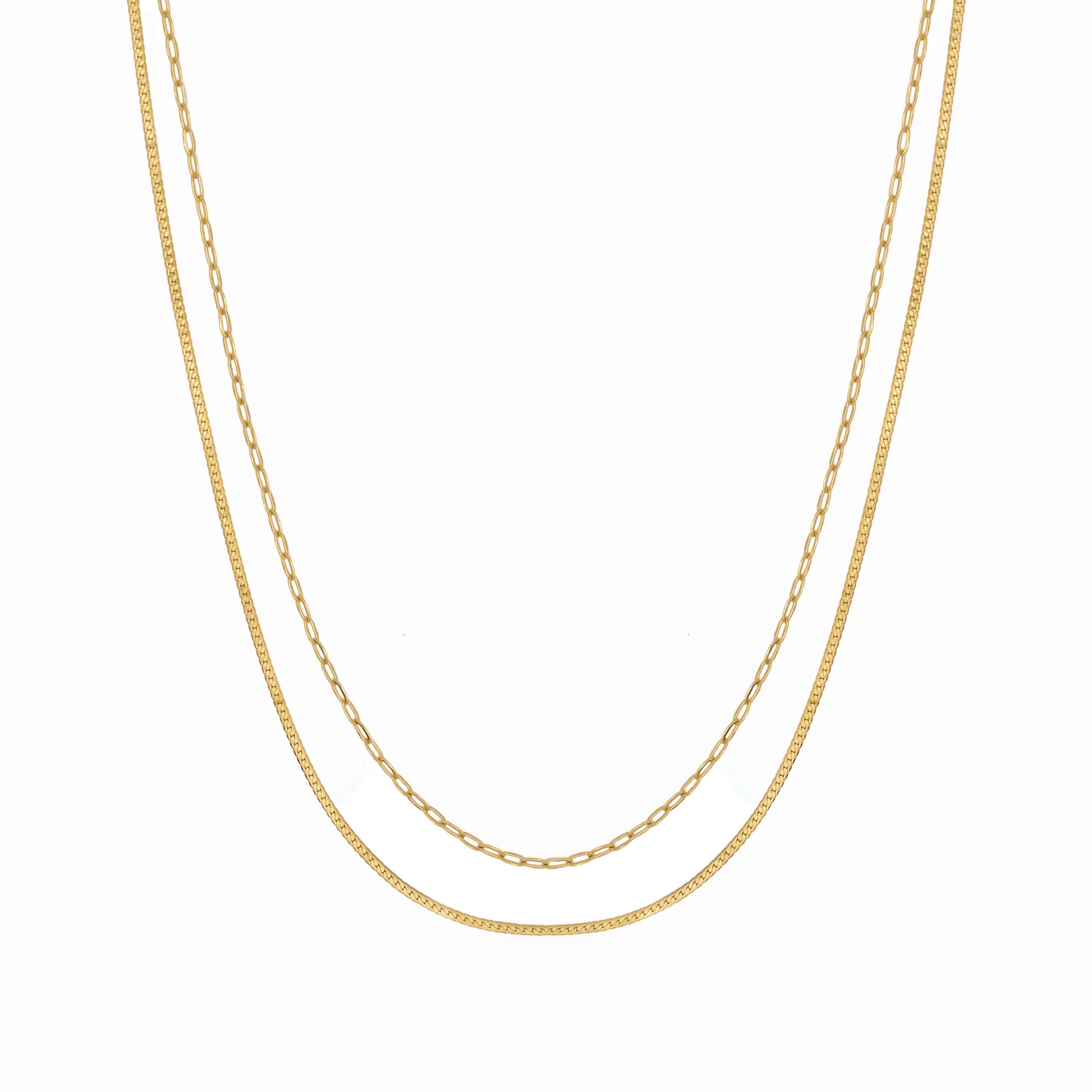 Waterproof Gold Double Braided Paperclip Necklace