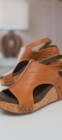 Carley Wedge Sandals | Cognac Smooth