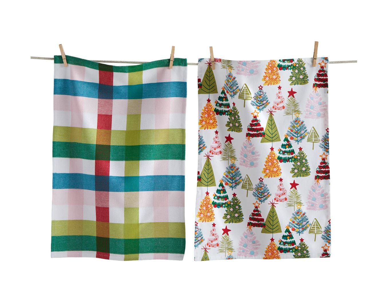 S/2 Tea Towels | Groovy Christmas Trees