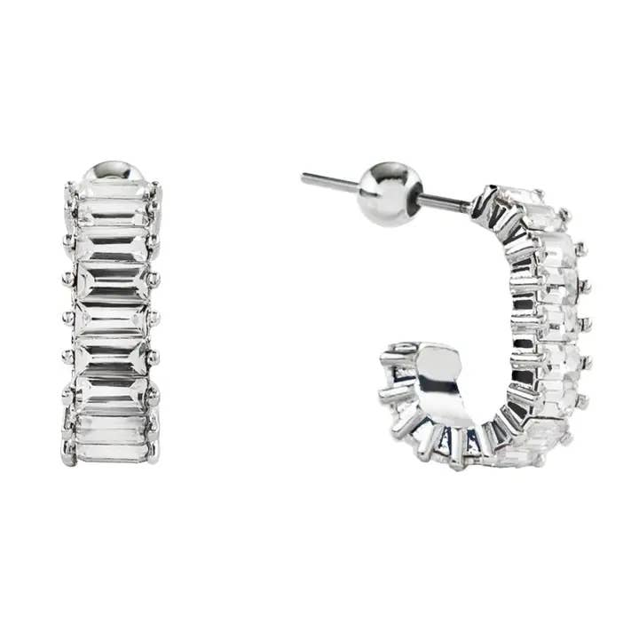 18K Gold Squared Brilliant Hoops 486: Yellow Gold