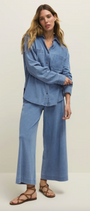 Z Supply | Reese Jersey Denim Button Up | Santorini Indigo