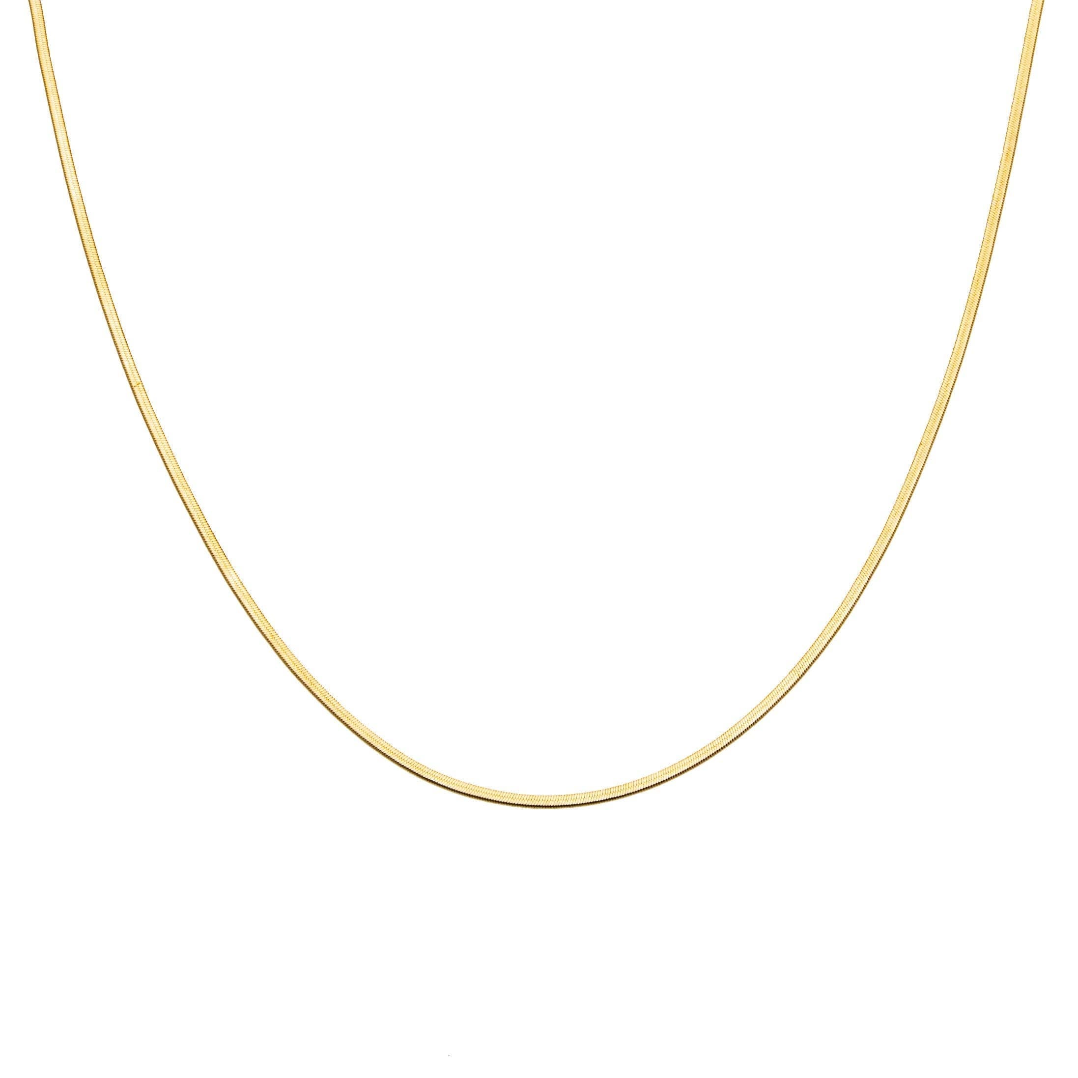 Waterproof Gold Micro Herringbone Necklace: Yellow Gold