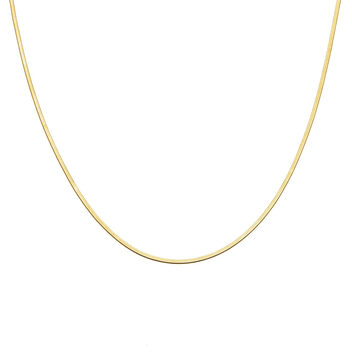 Waterproof Gold Micro Herringbone Necklace: Yellow Gold