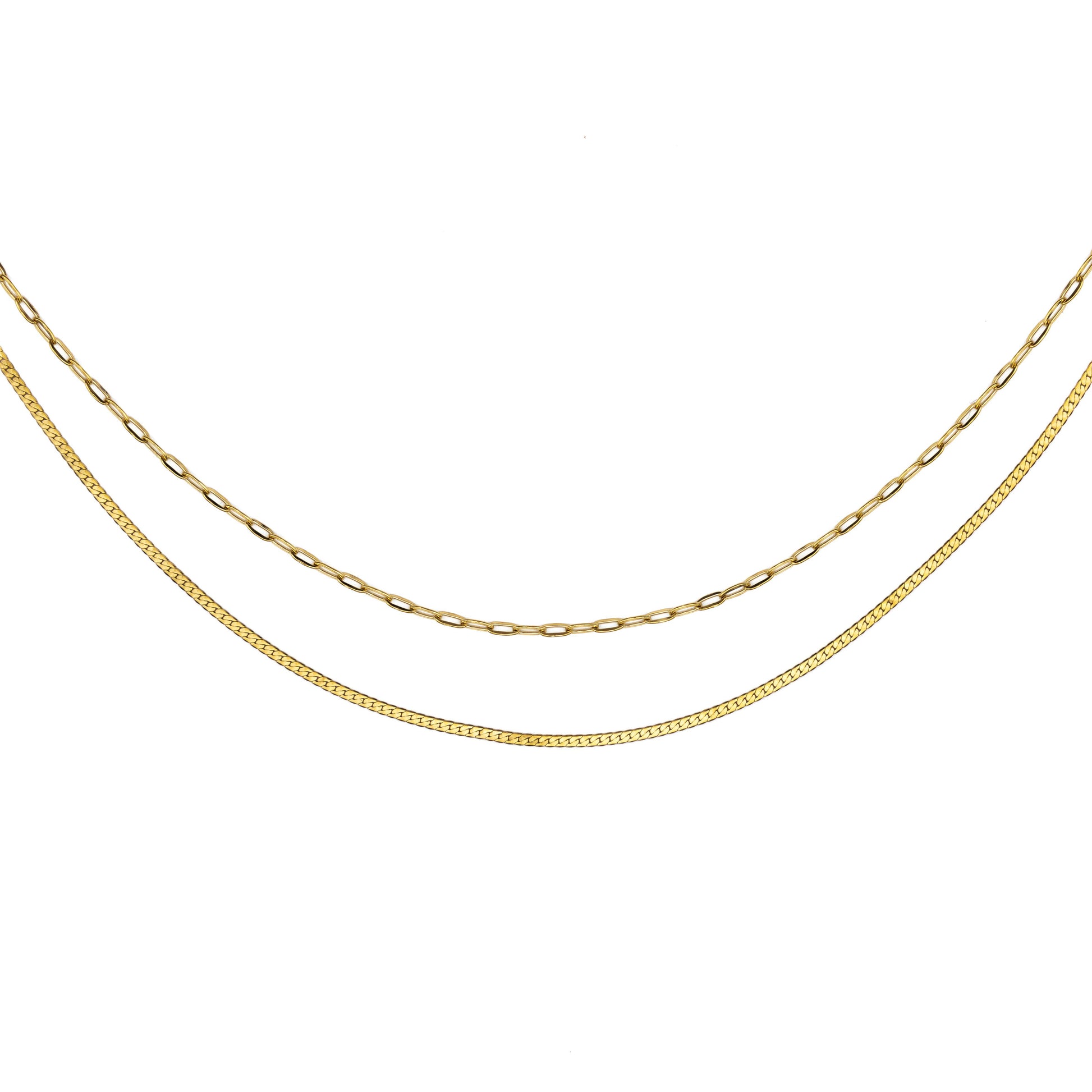 Waterproof Gold Double Braided Paperclip Necklace