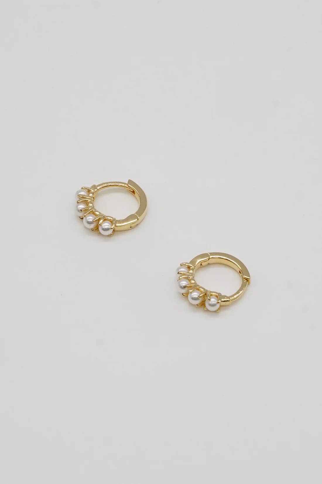 18K Gold Plated Huggies | Pearl