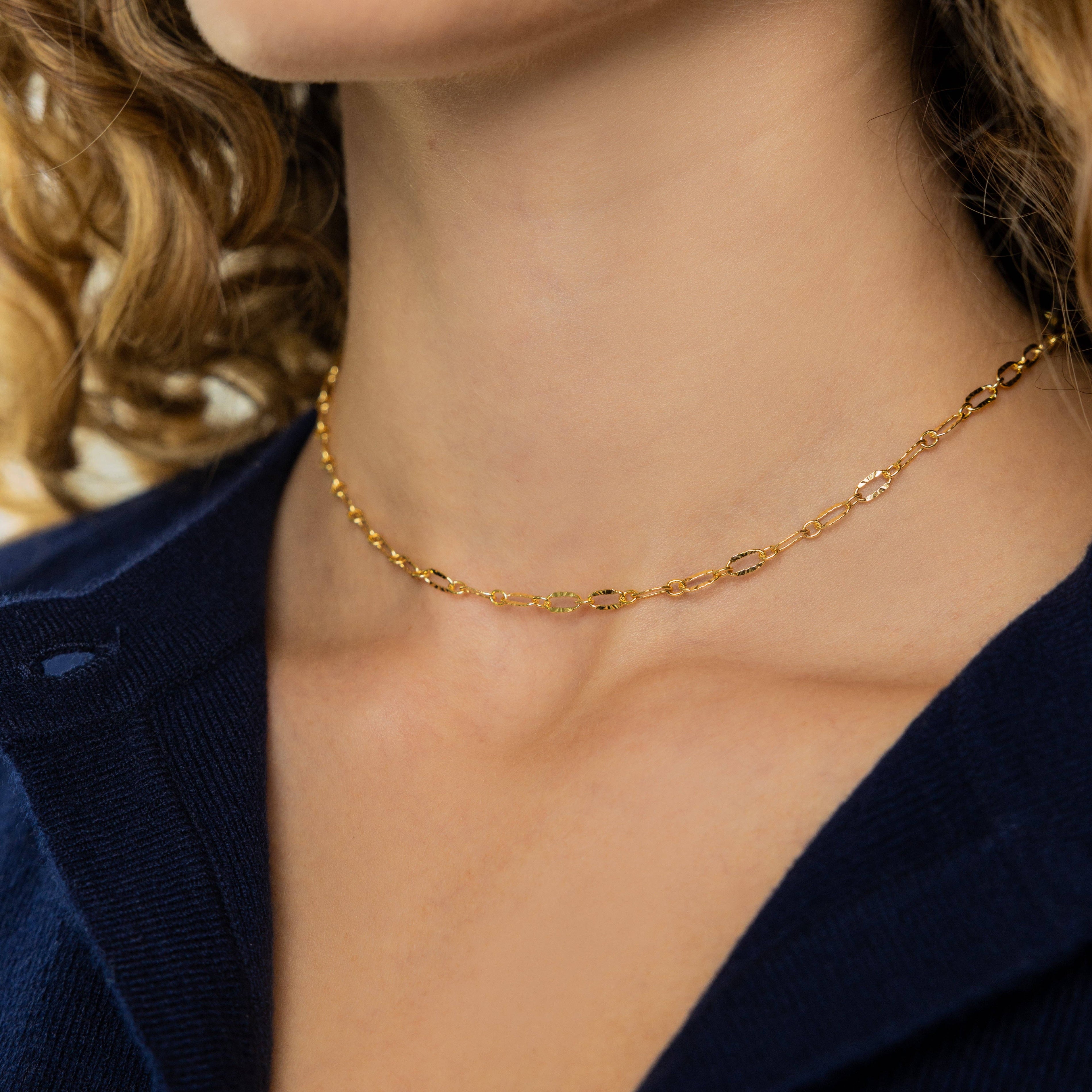 24K Gold Reflective Oval Chain