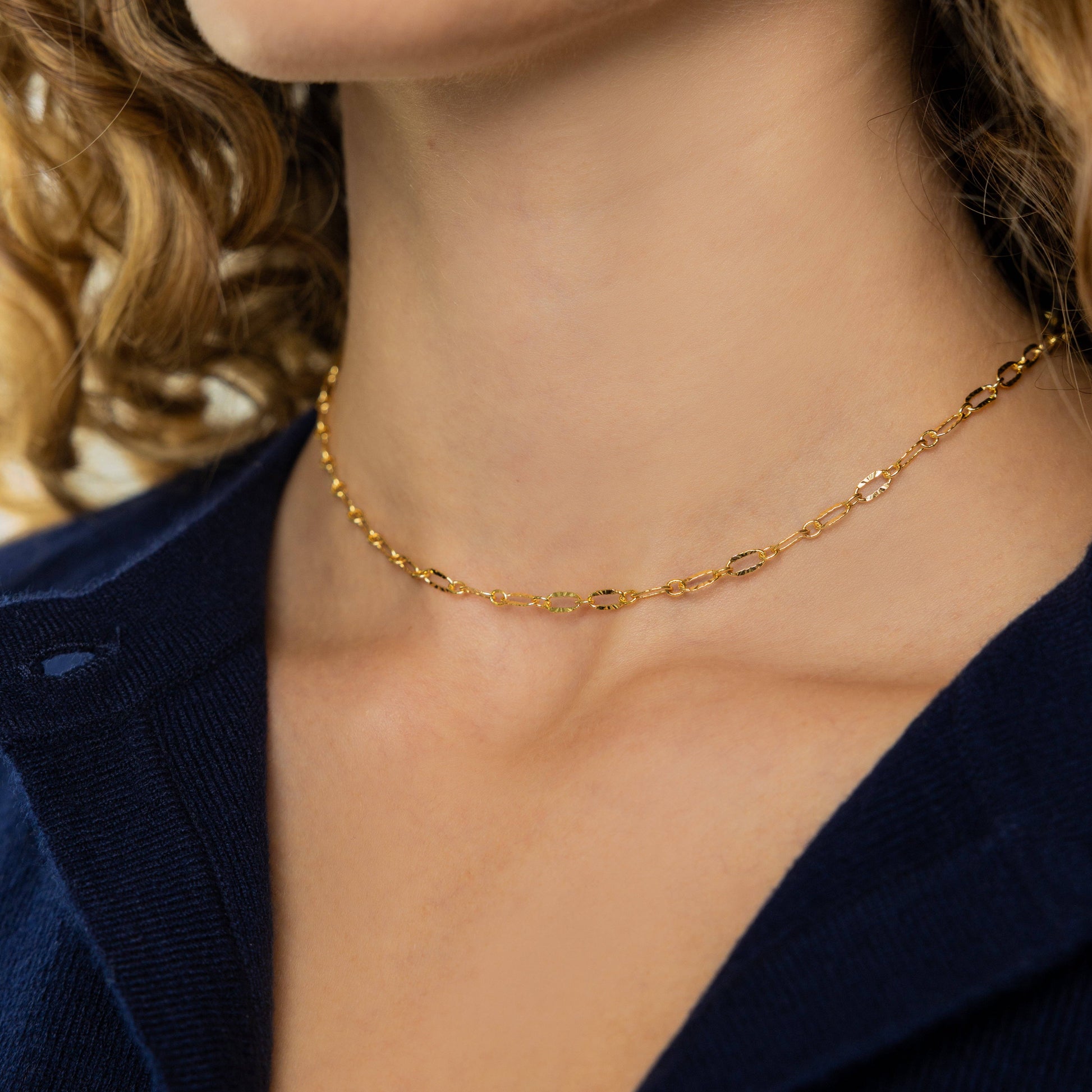 24K Gold Reflective Oval Chain