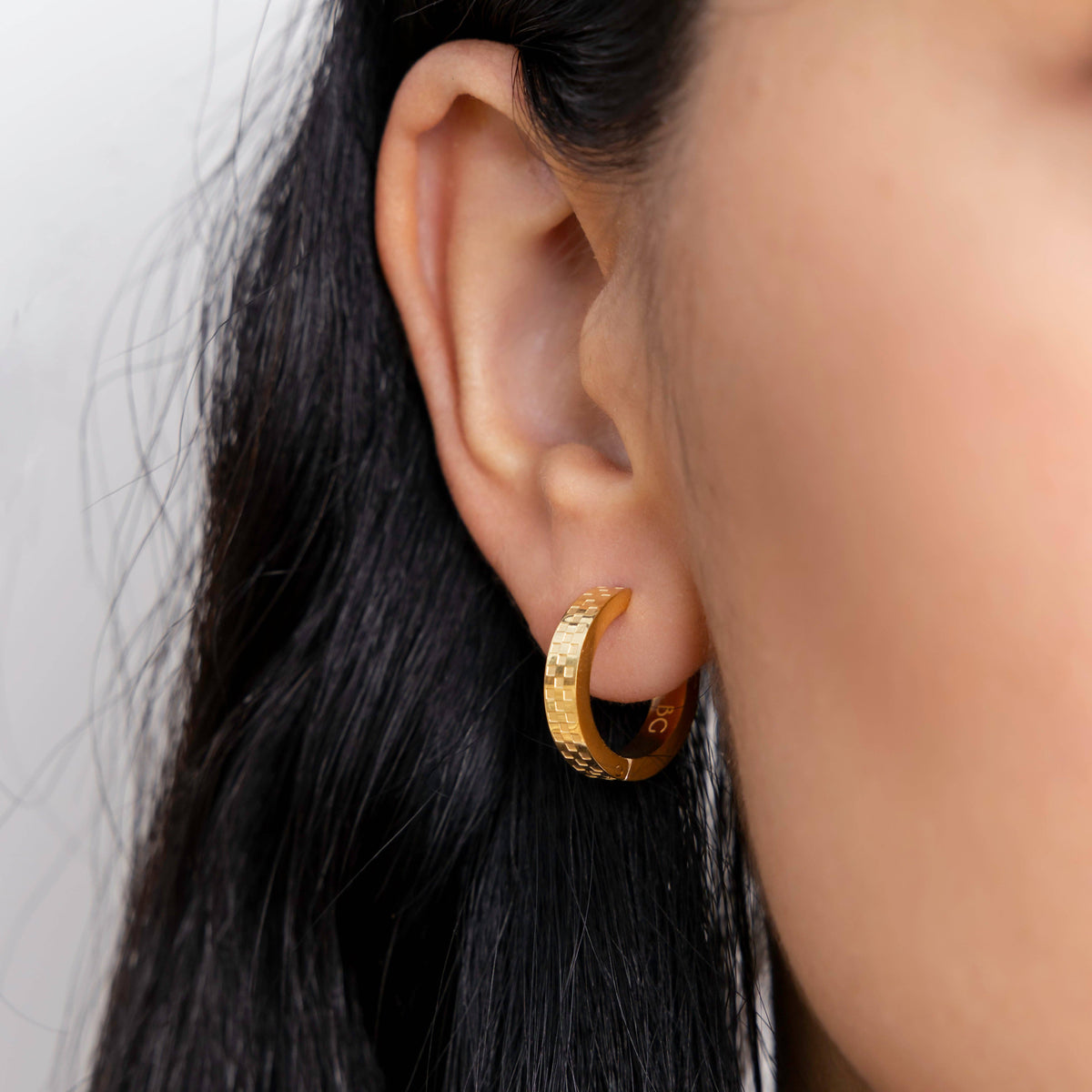 Chess Waterproof Gold Hoop Earrings