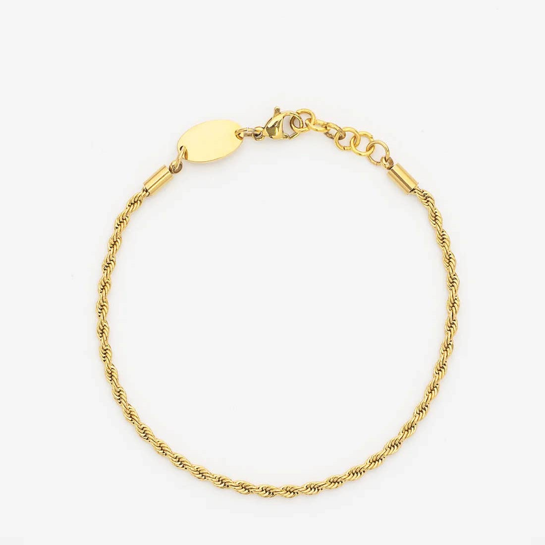 Gold Staple Rope Chain Bracelet