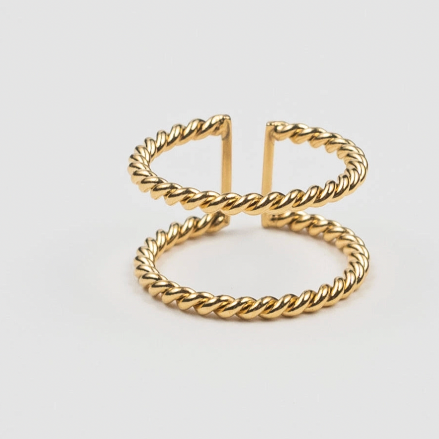 18K Gold Plated Ring | Twisted Double