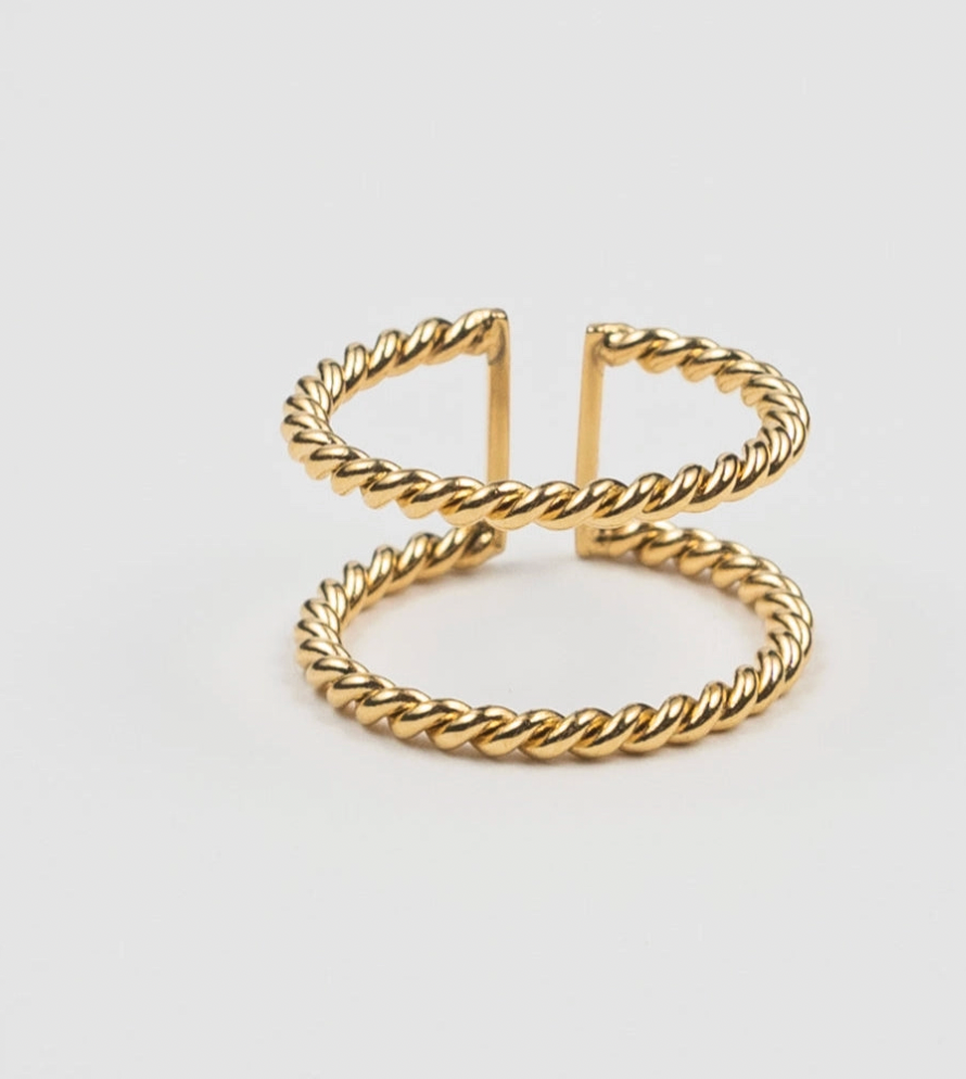 18K Gold Plated Ring | Twisted Double