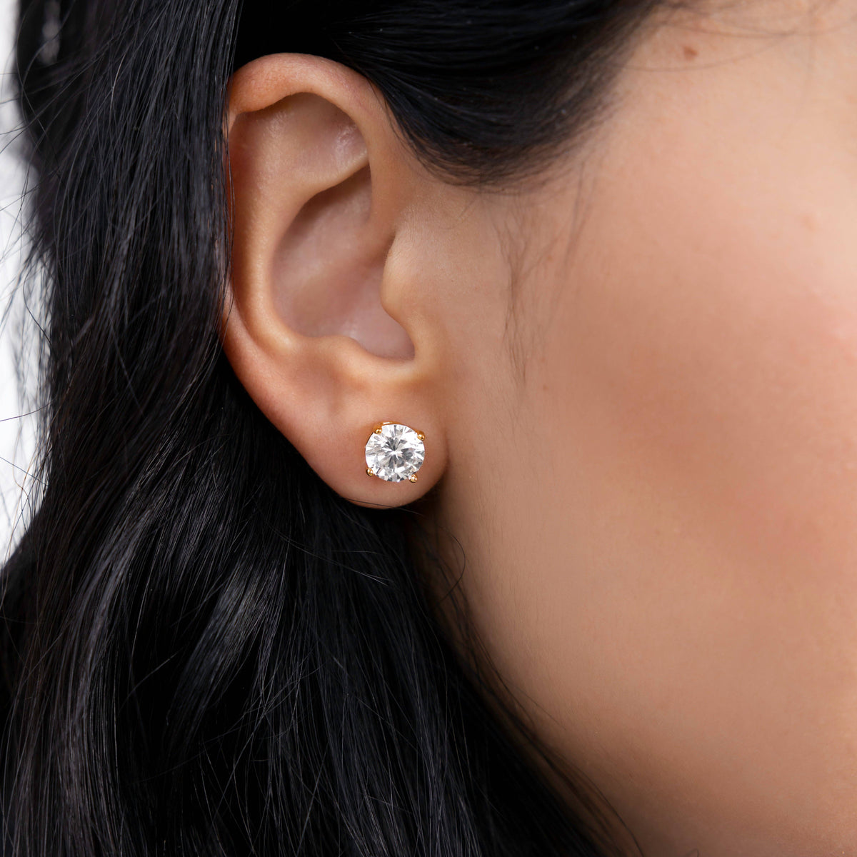 Demi-Fine 8mm Round Solitaire Stud Earrings – Gold: Yellow Gold