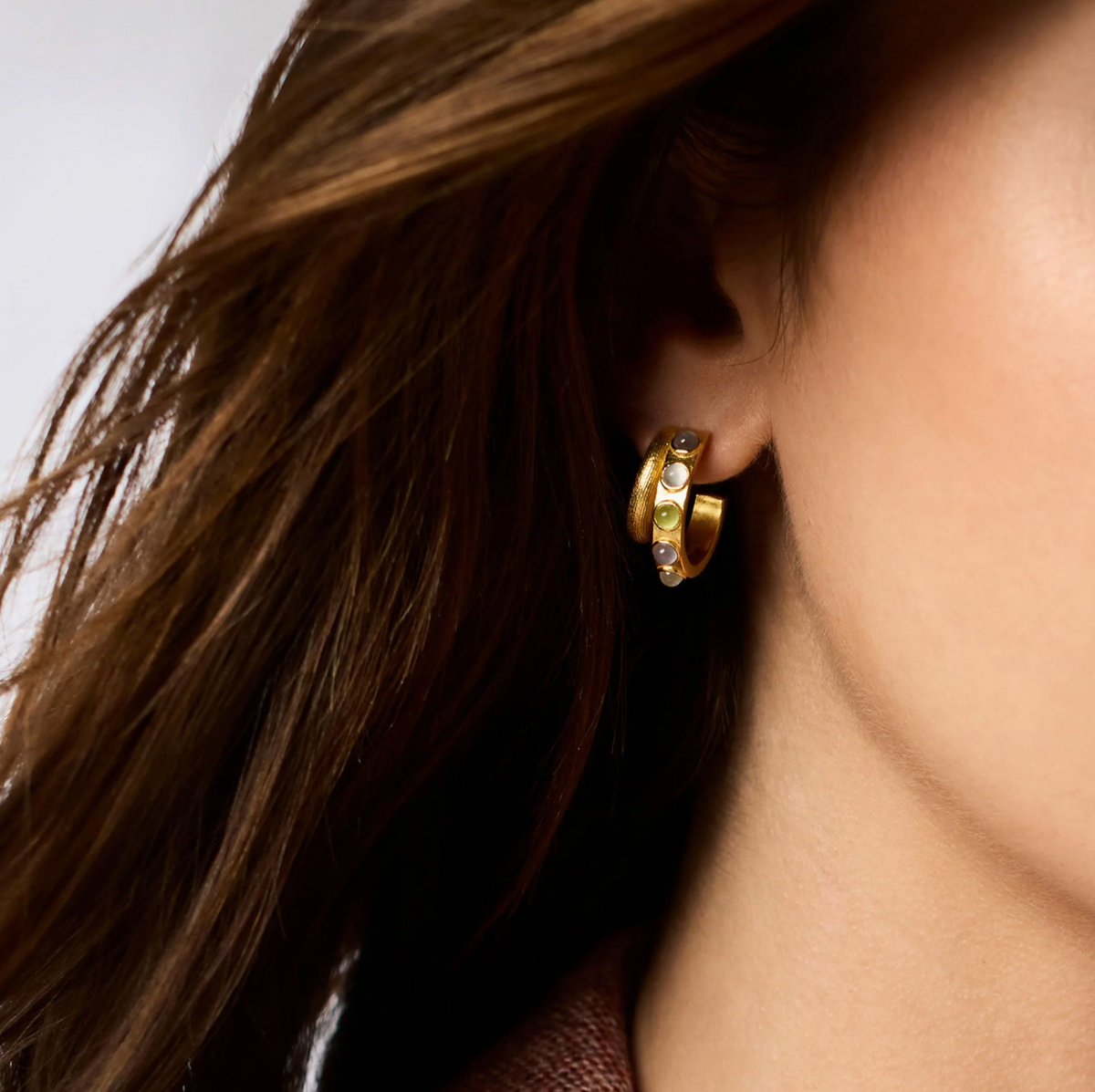 Julie Vos | Cobblestone Double Hoop | Multi Stone Cat's Eye