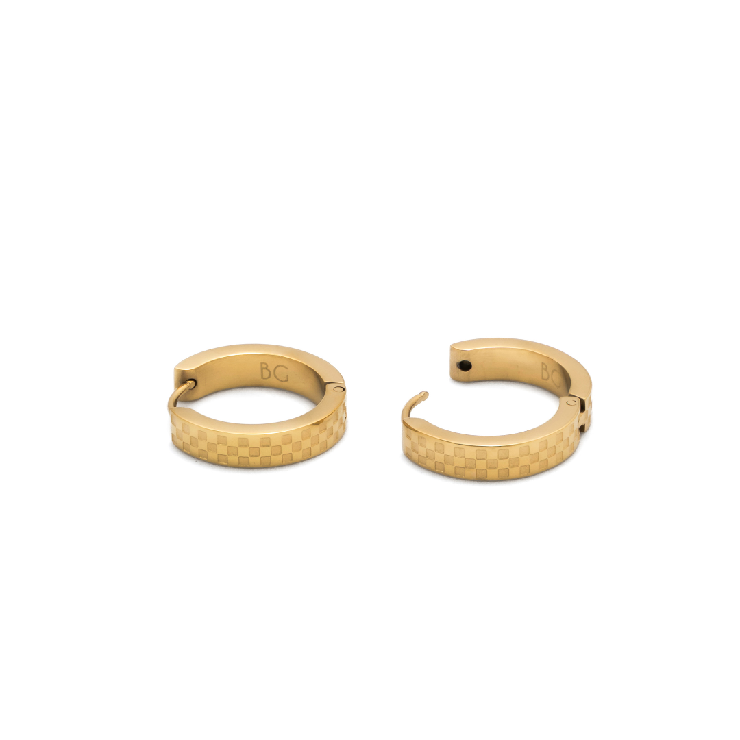 Chess Waterproof Gold Hoop Earrings