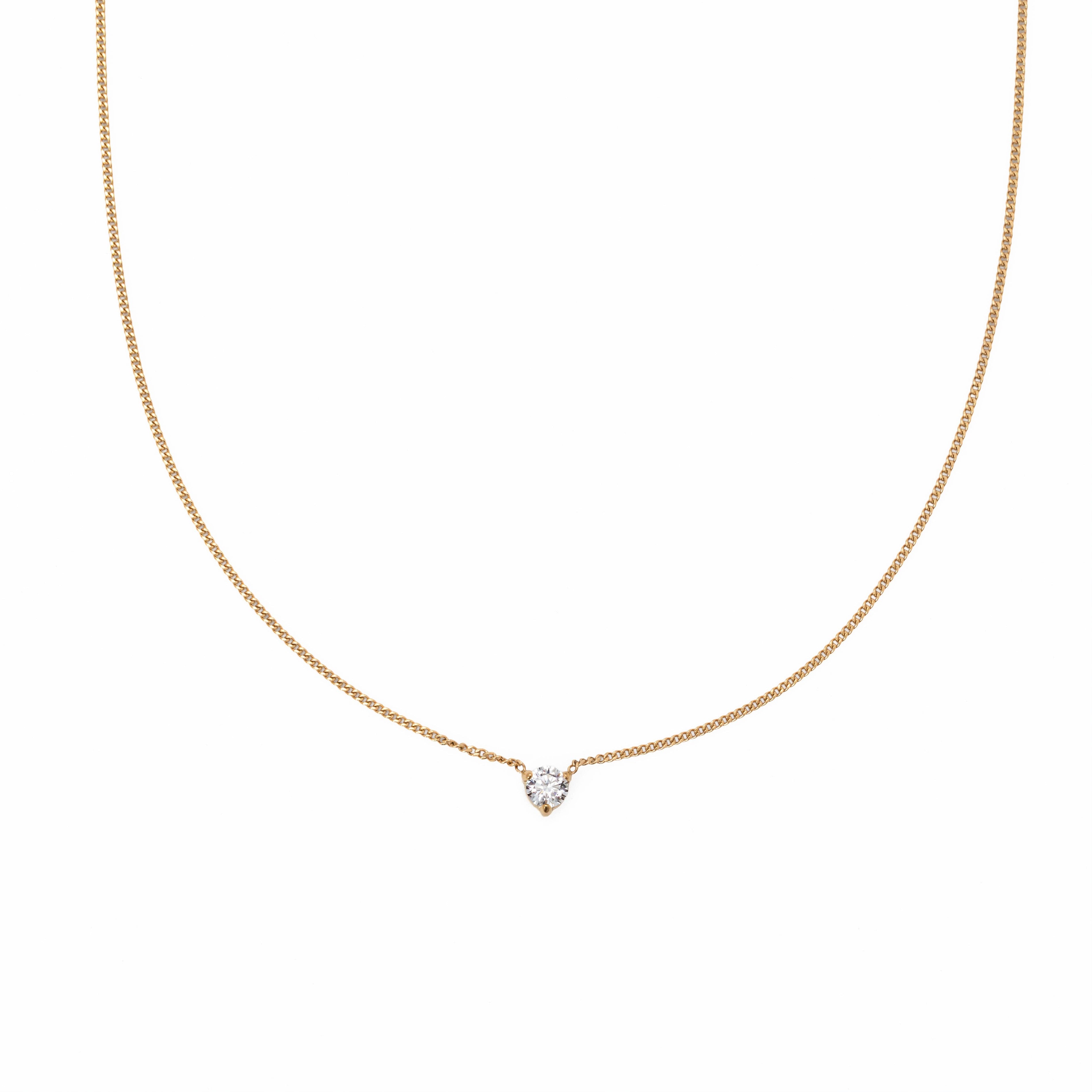 Waterproof 4mm Round Brilliant 5A CZ Solitaire Necklace