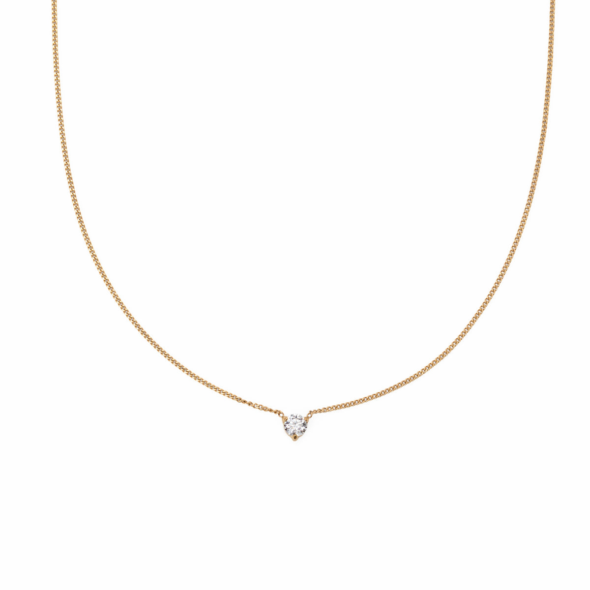 Waterproof 4mm Round Brilliant 5A CZ Solitaire Necklace