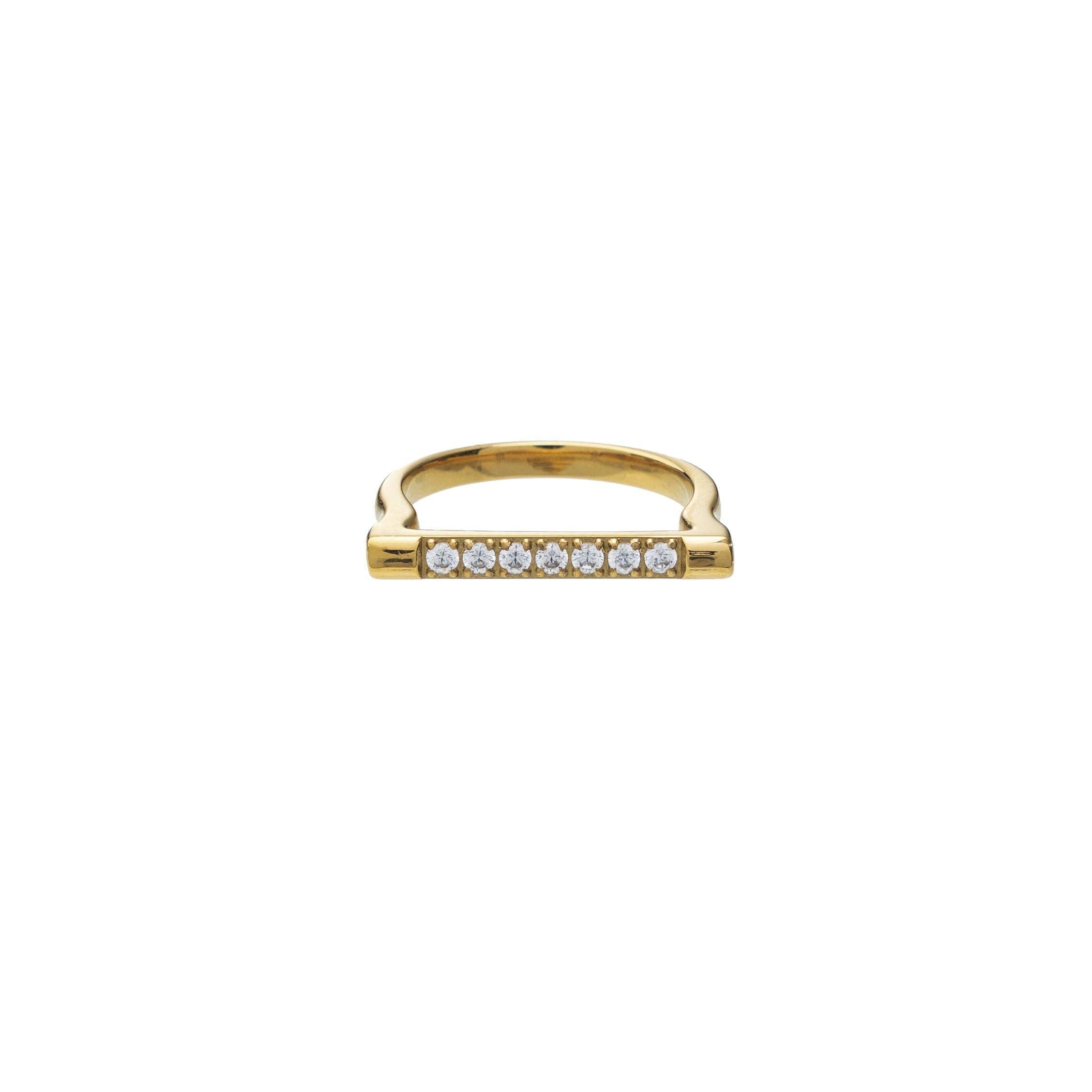 Waterproof Gold Tennis Bar Ring: 7