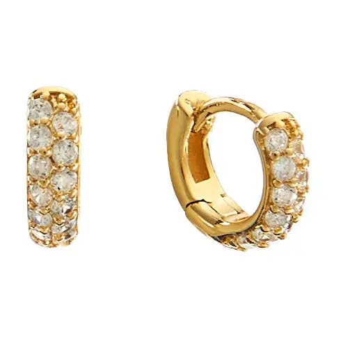 18K Gold Multi-Colored Crystal Huggies: Multi-Colored