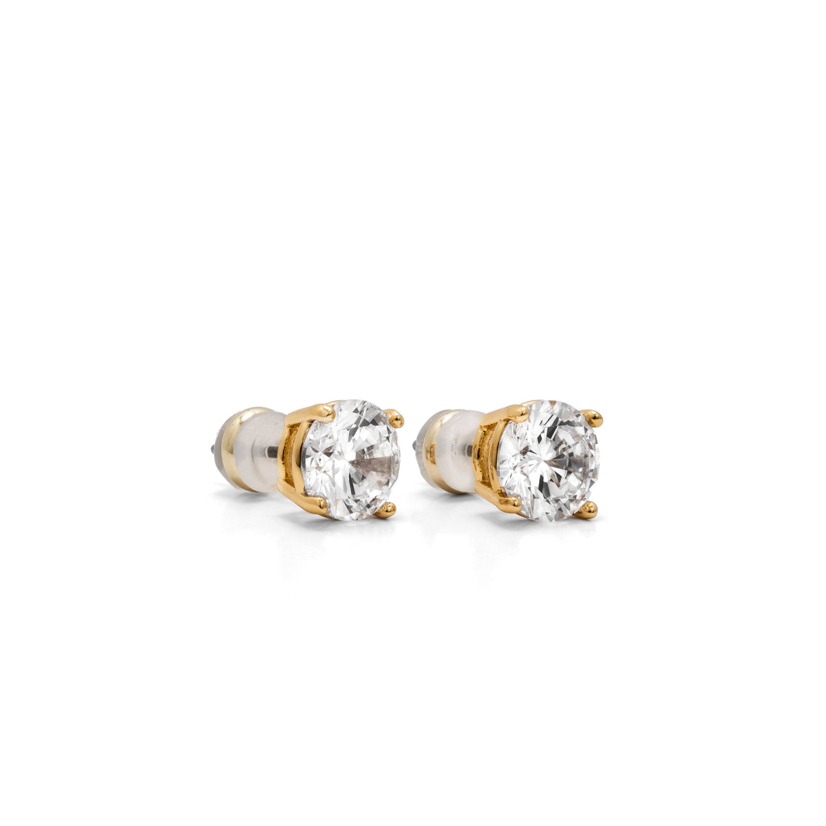 Demi-Fine 8mm Round Solitaire Stud Earrings – Gold: Yellow Gold