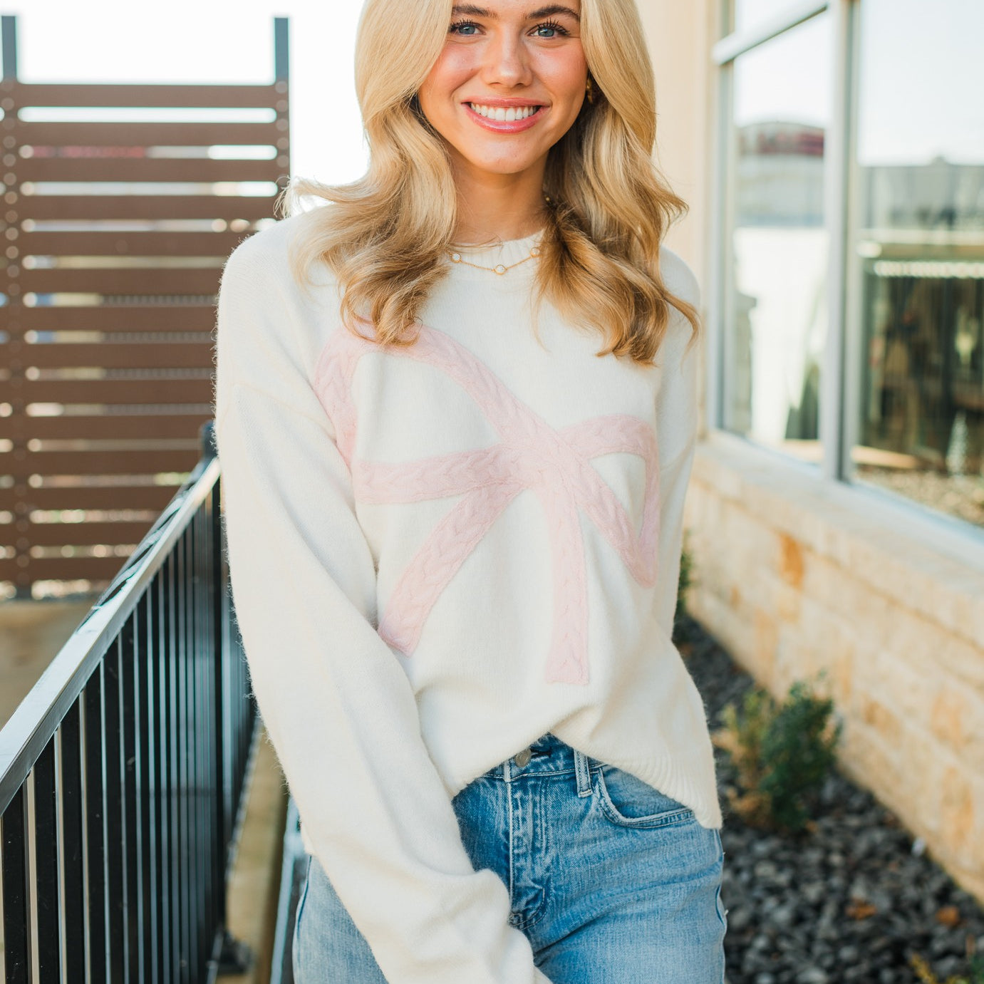 Cherity Sweater | Cream + Pink