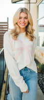 Cherity Sweater | Cream + Pink