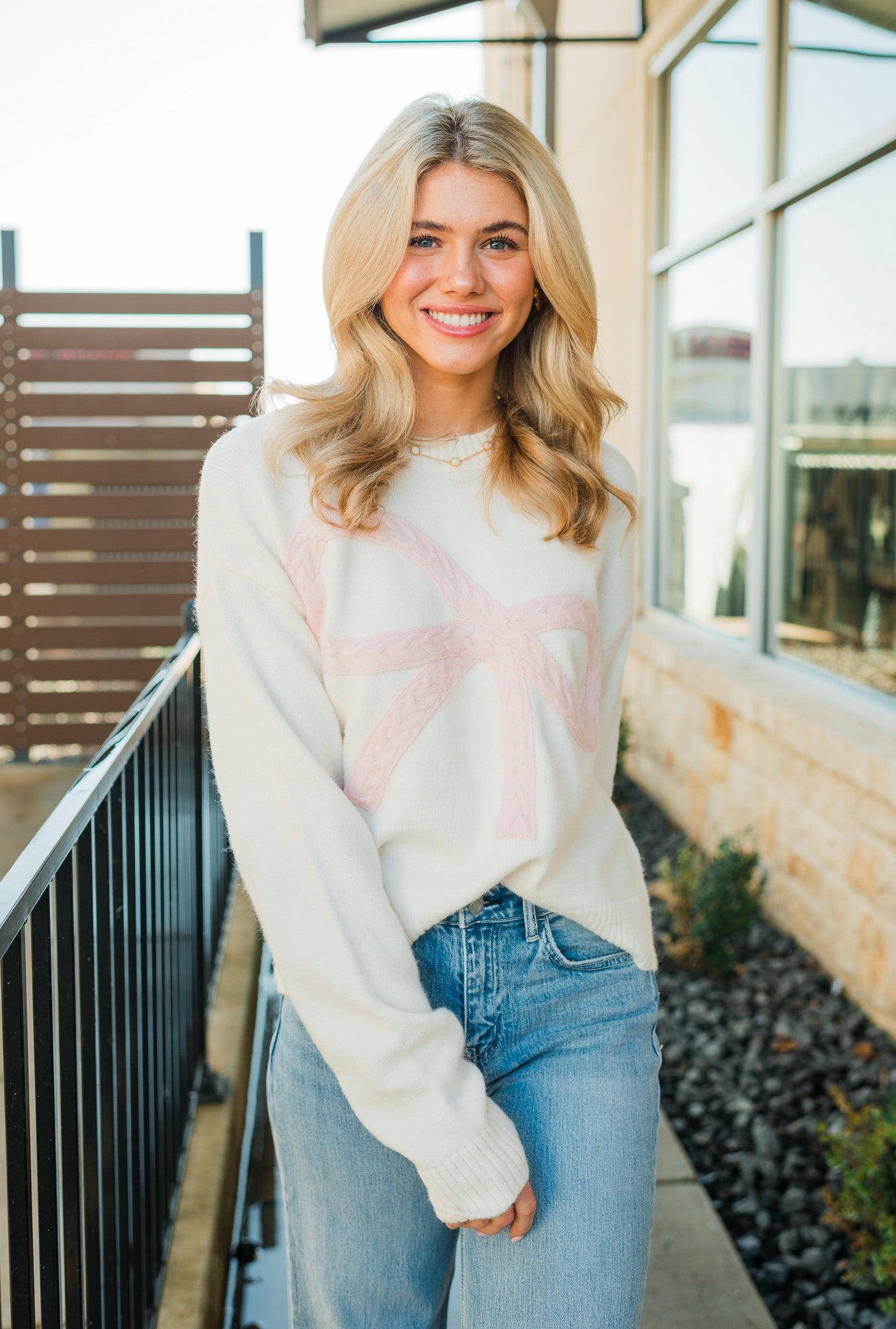 Cherity Sweater | Cream + Pink