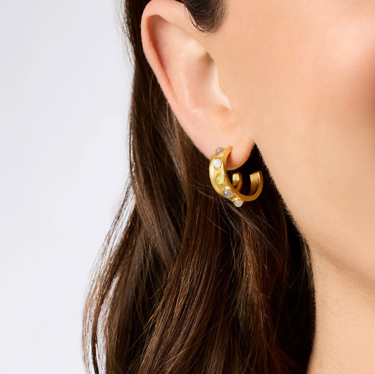 Julie Vos | Cobblestone Double Hoop | Multi Stone Cat's Eye
