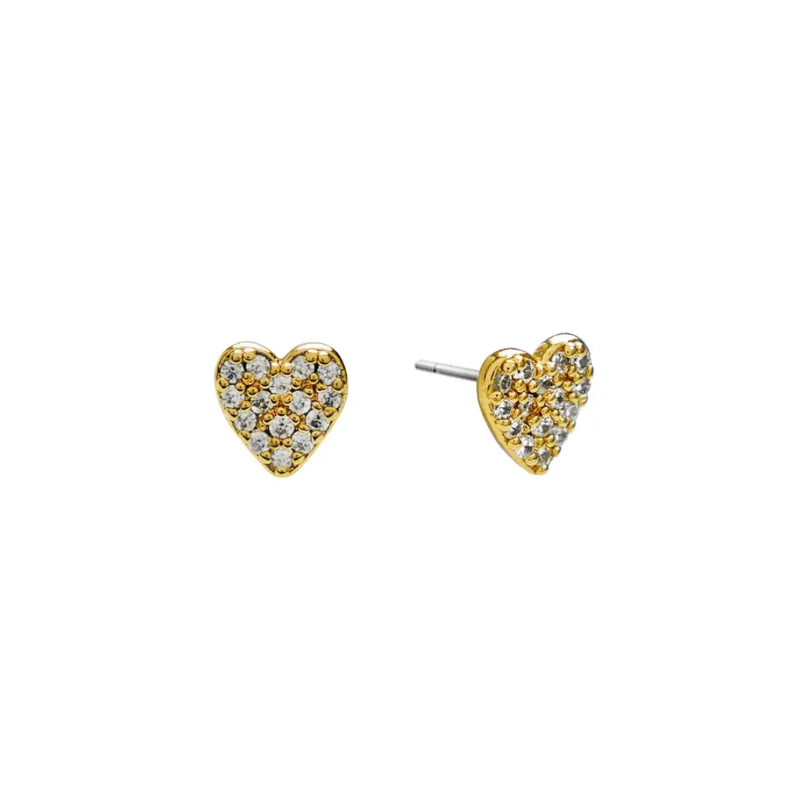 18K Gold Dainty Diamond Heart Studs