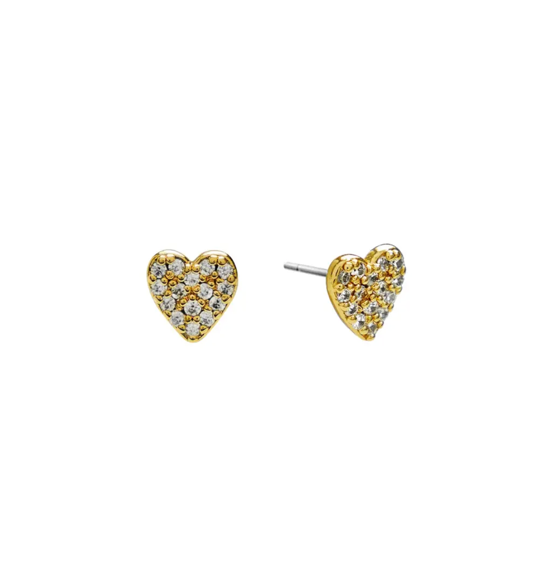 18K Gold Dainty Diamond Heart Studs