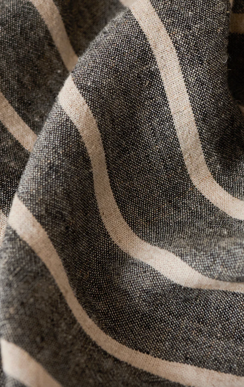 Perfect Linen Striped Top | Black