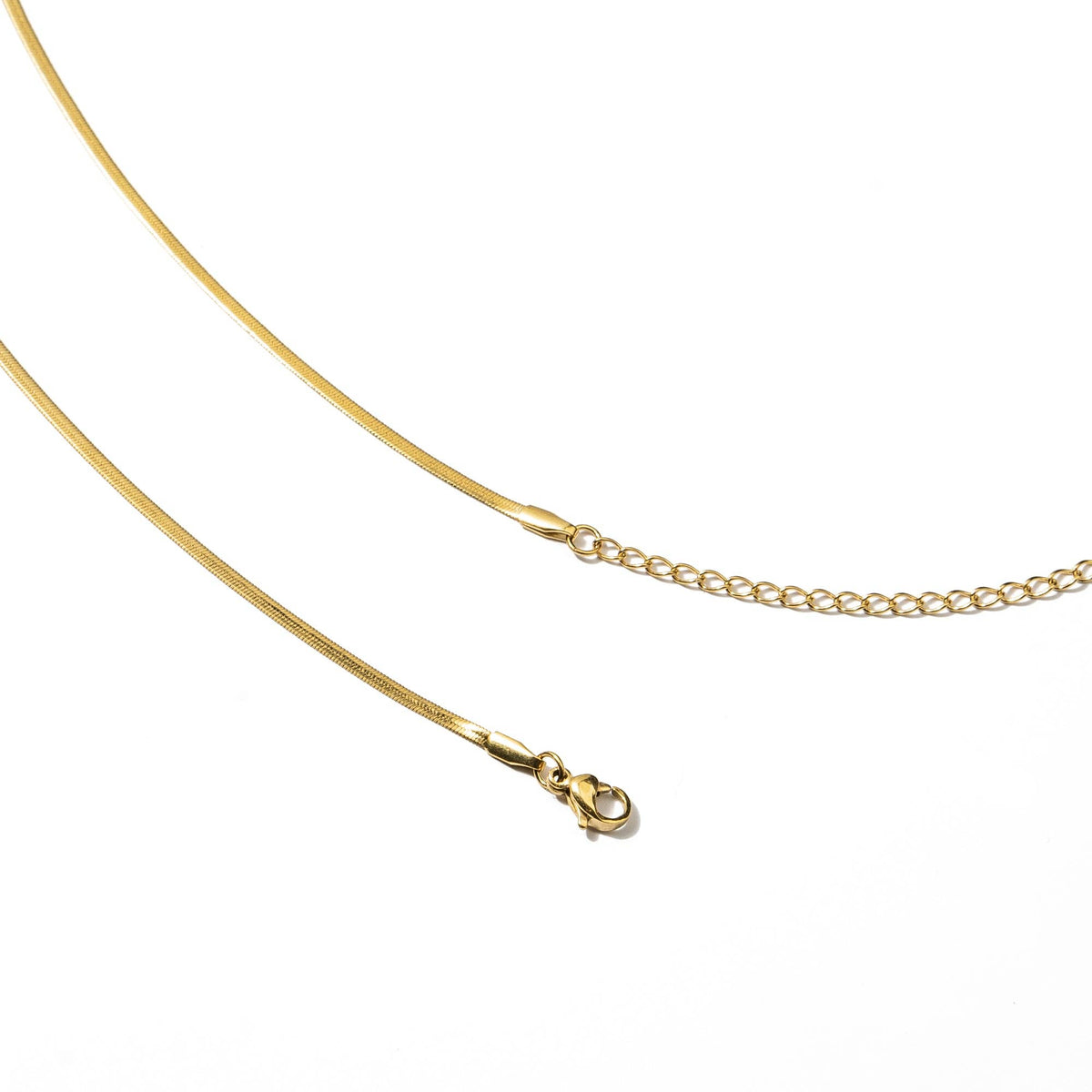 Waterproof Gold Micro Herringbone Necklace: Yellow Gold