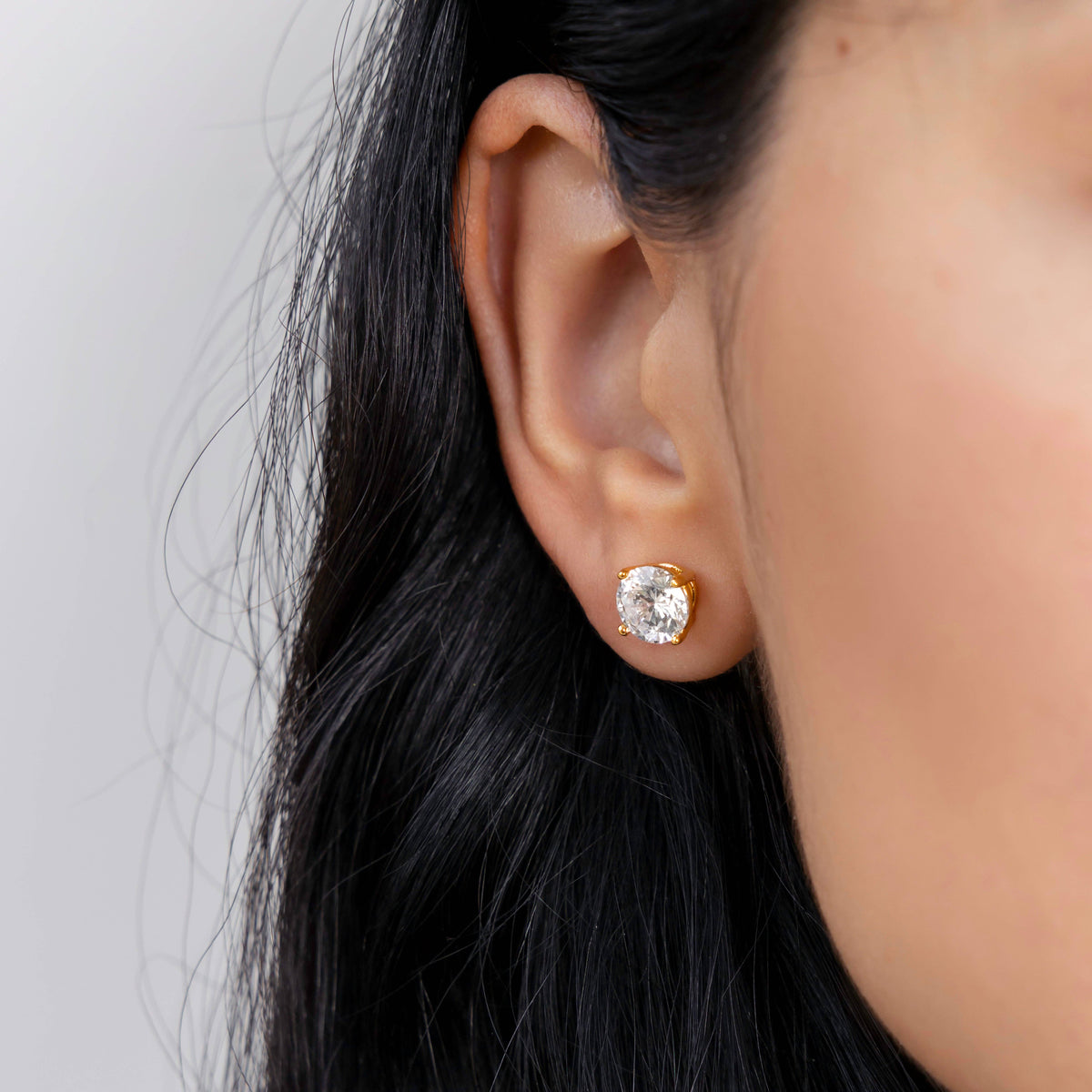 Demi-Fine 8mm Round Solitaire Stud Earrings – Gold: Yellow Gold
