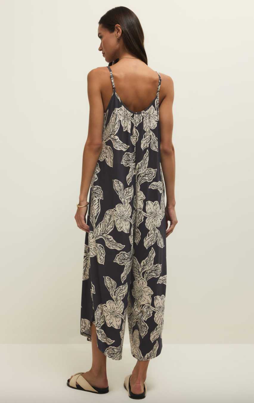 Flared Asha Floral Jumpsuit | Black Sand