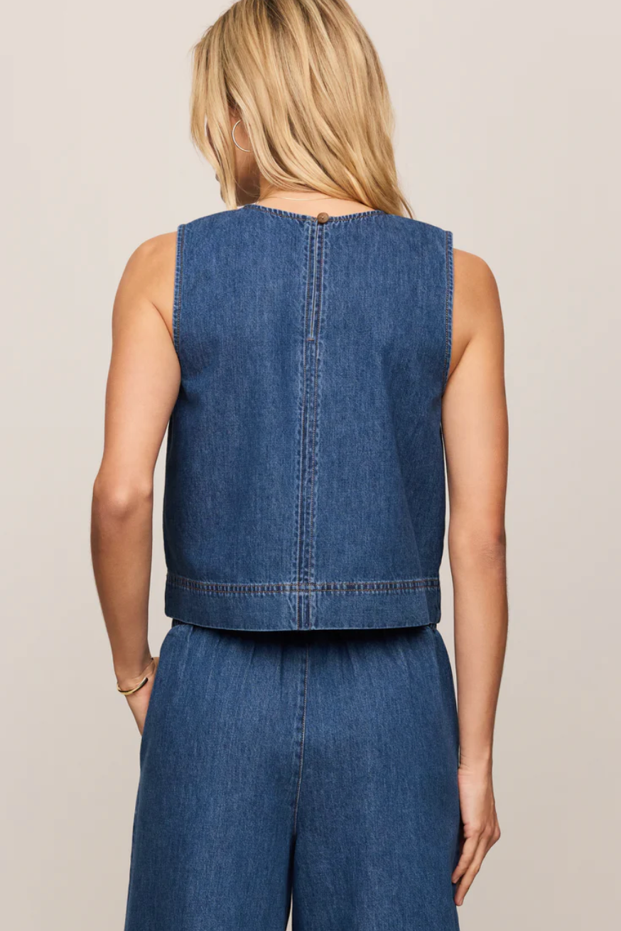 Sun Seeker Denim Tank | Deep Water
