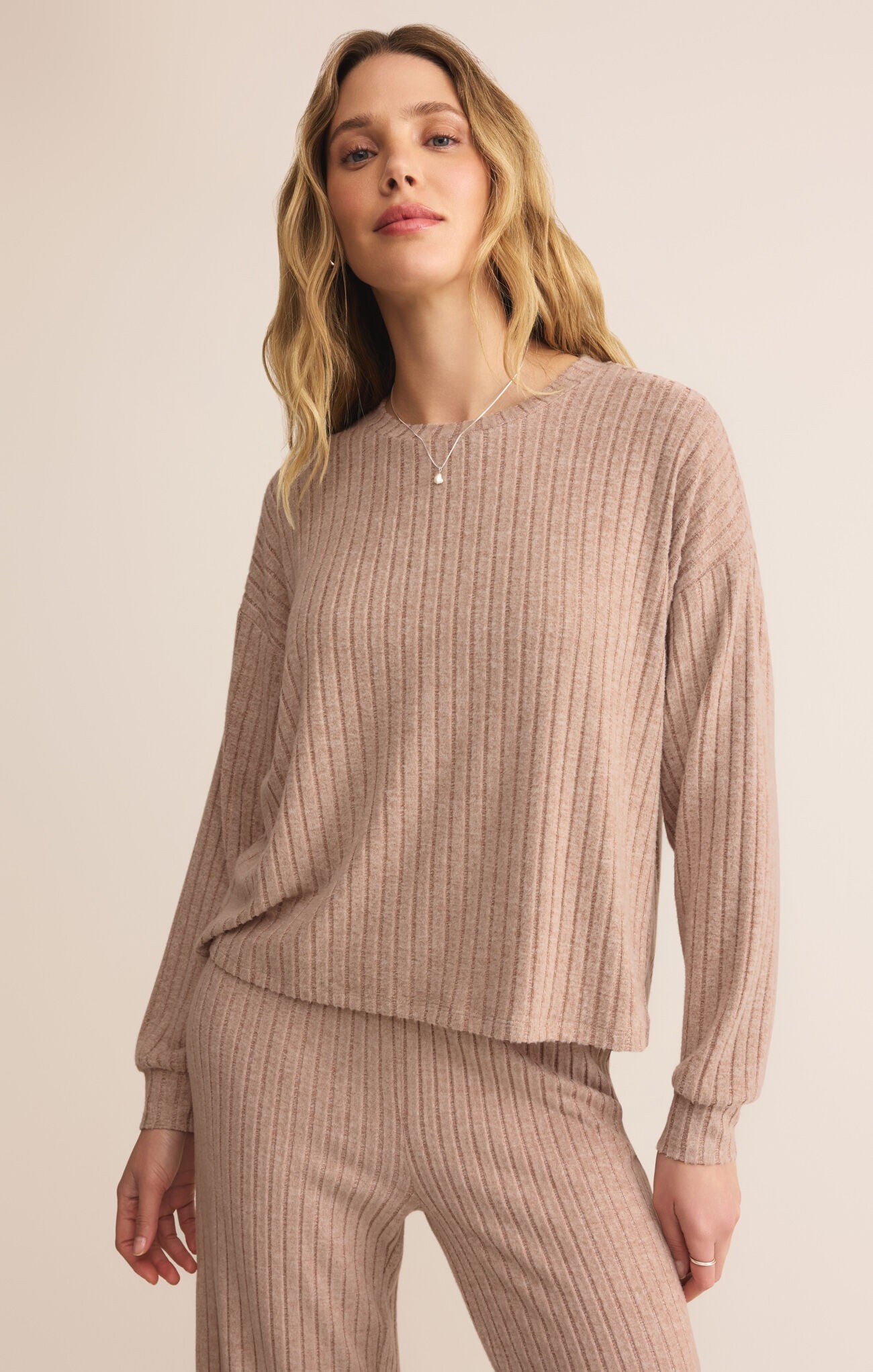 Daydream Rib LS Top | Iced Coffee