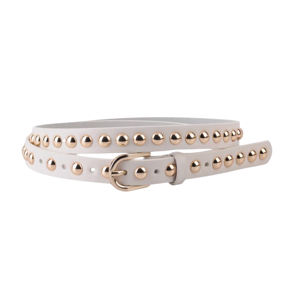 Genuine Leather Belt | Studded Beige