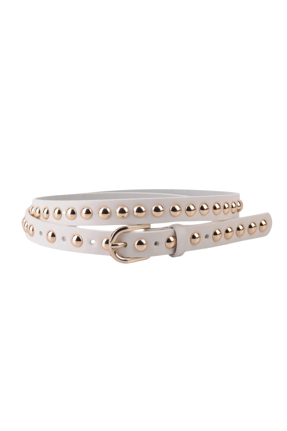 Genuine Leather Belt | Studded Beige