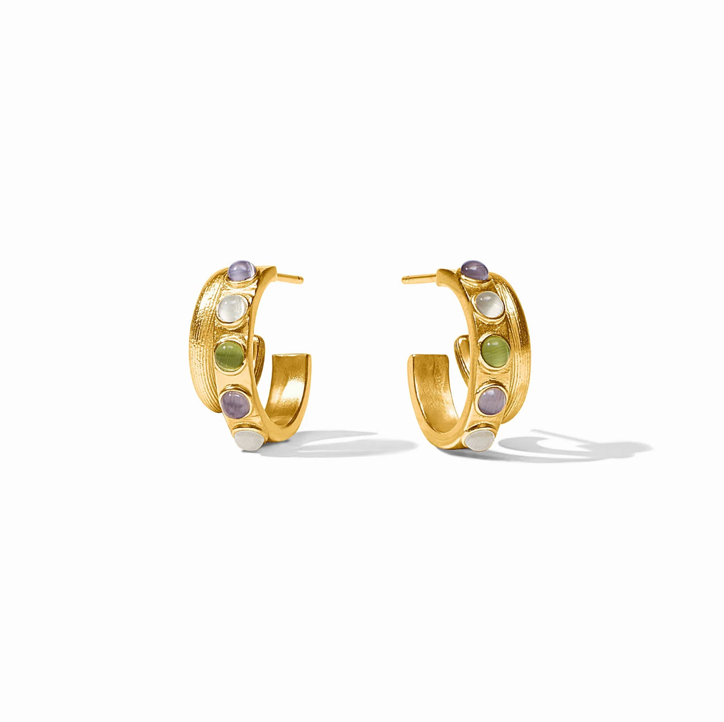 Julie Vos | Cobblestone Double Hoop | Multi Stone Cat's Eye