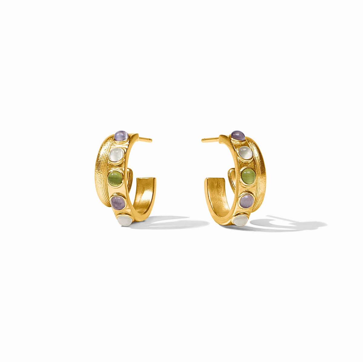 Julie Vos | Cobblestone Double Hoop | Multi Stone Cat's Eye