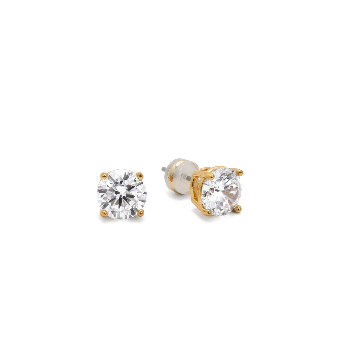 Demi-Fine 8mm Round Solitaire Stud Earrings – Gold: Yellow Gold