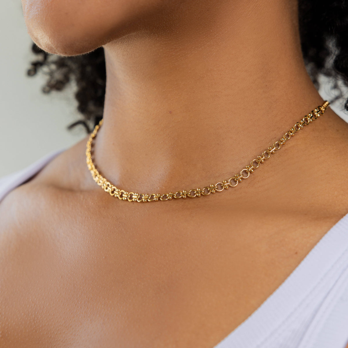 24K Gold Plated Necklace | Gold Circle Link