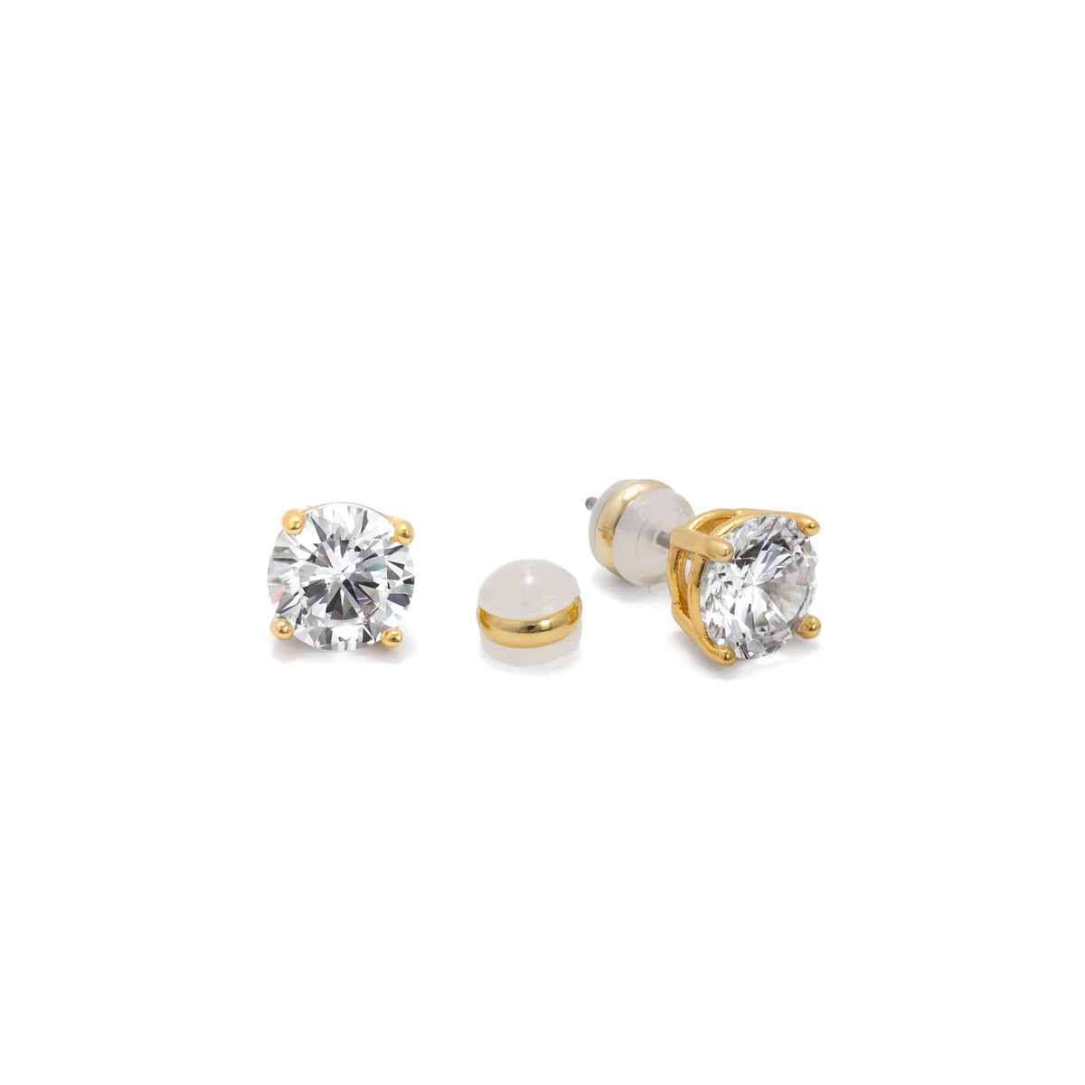 Demi-Fine 8mm Round Solitaire Stud Earrings – Gold: Yellow Gold