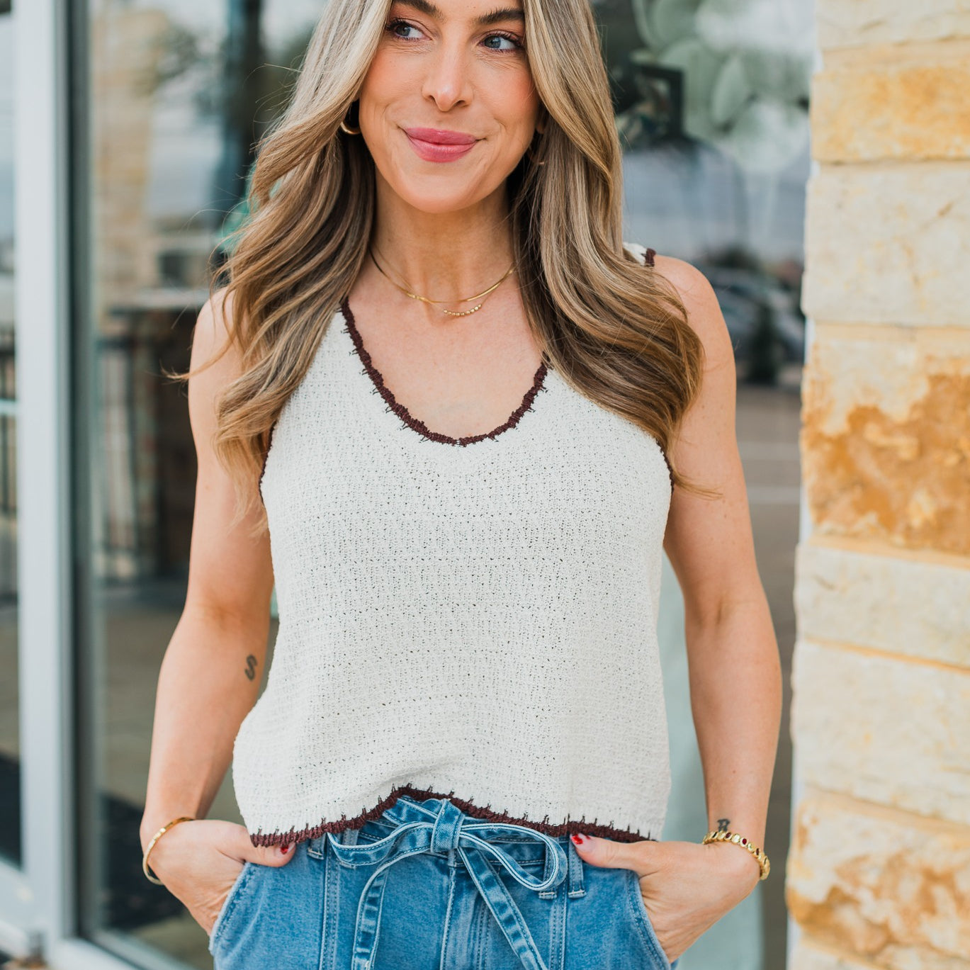 Z Supply | Yessenia Whipstitch Knit Tank | Linen