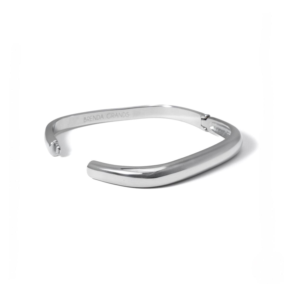 Waterproof Silver Square Cuff Bangle: Silver