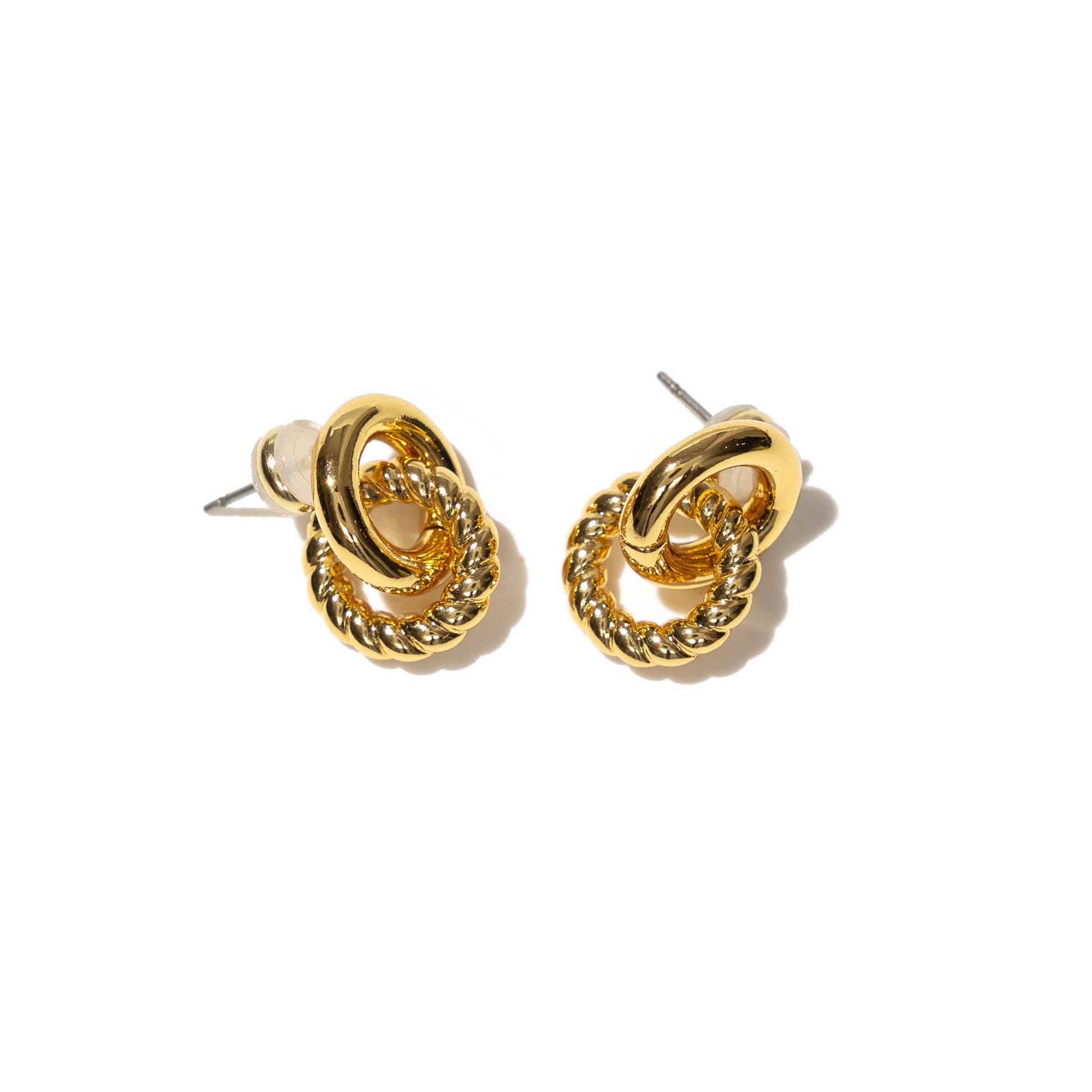 18K Gold Smooth and Twist Studs