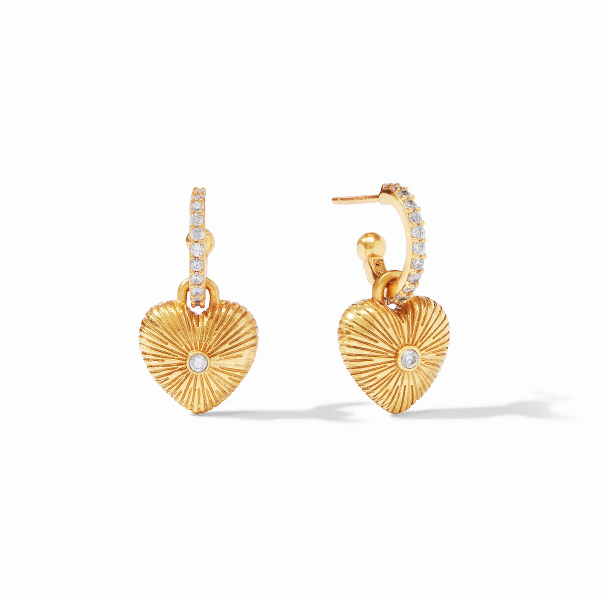 Julie Vos | Esme Heart Hoop & Charm Earring | Cubic Zirconia
