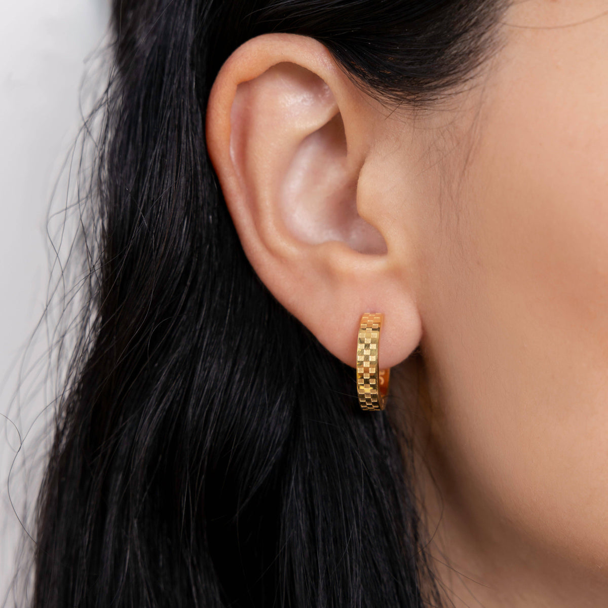Chess Waterproof Gold Hoop Earrings
