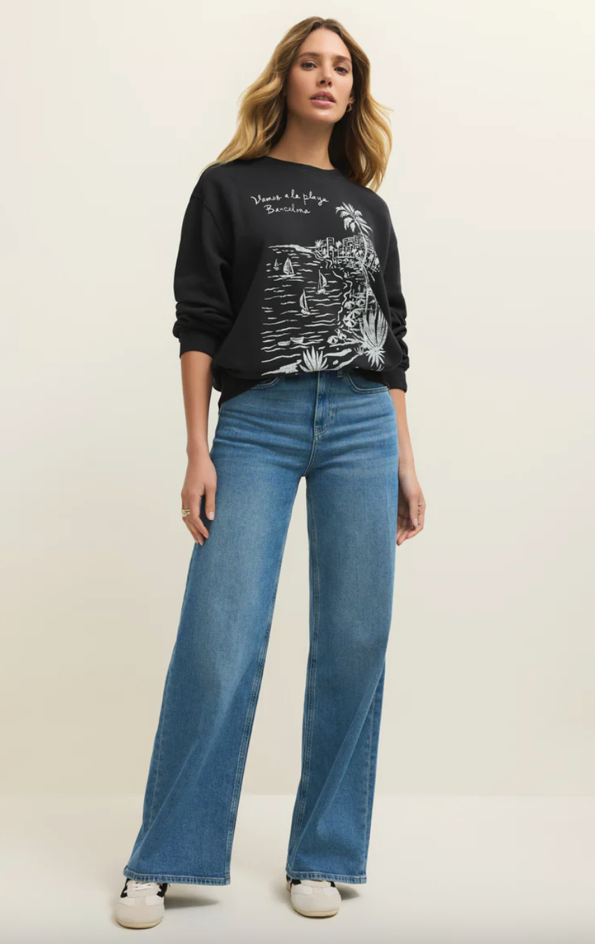 Z Supply | La Playa Boyfriend Sweatshirt | Black Sand
